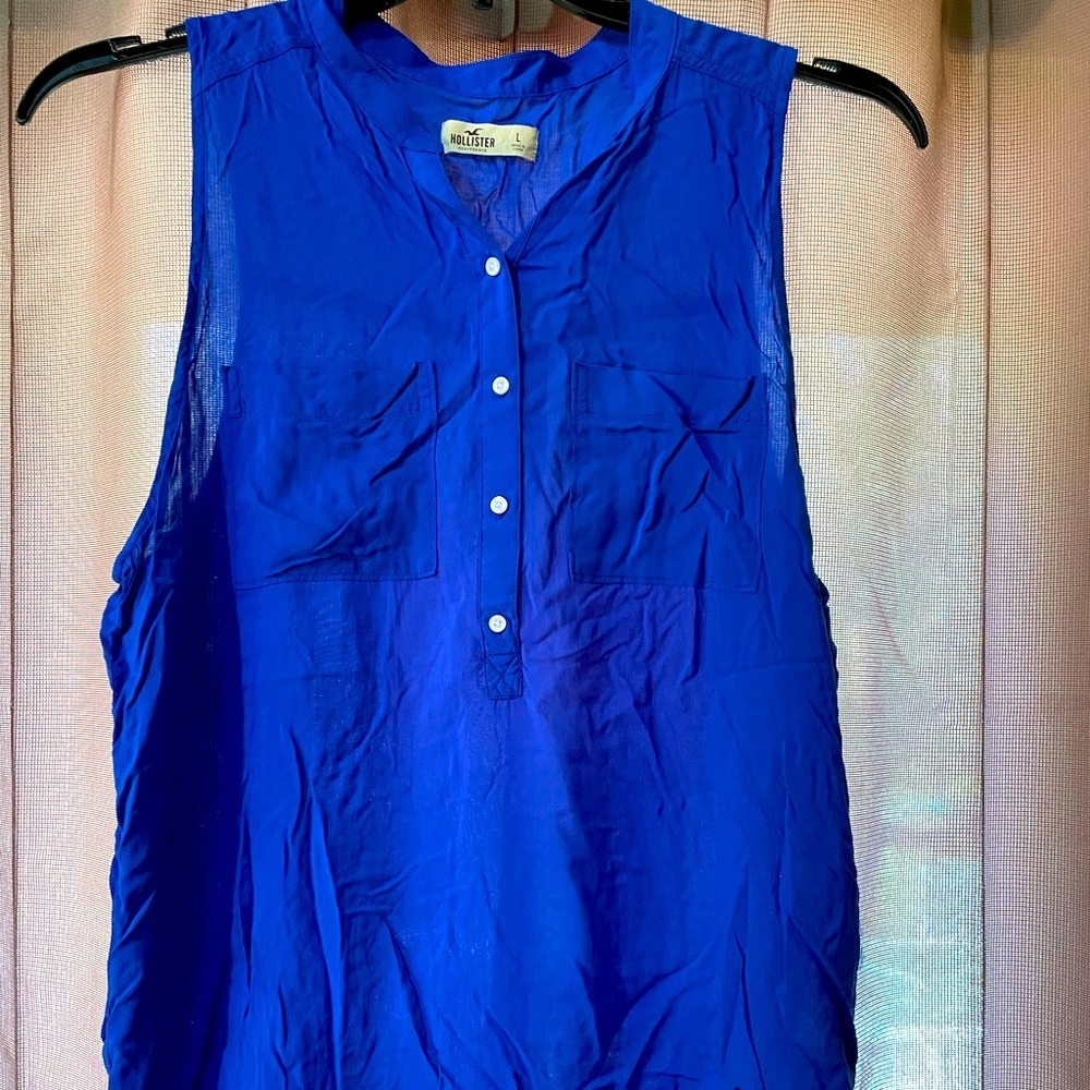 Hollister Women’s top, Blue, Sleeveless, Large